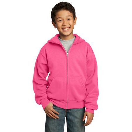 Port & Company ®  - Youth Full-Zip Hooded Sweatshirt.  PC90YZH